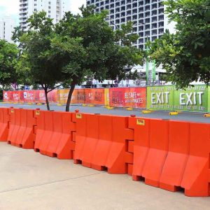 Water barriers at schoolies on the Gold Coast